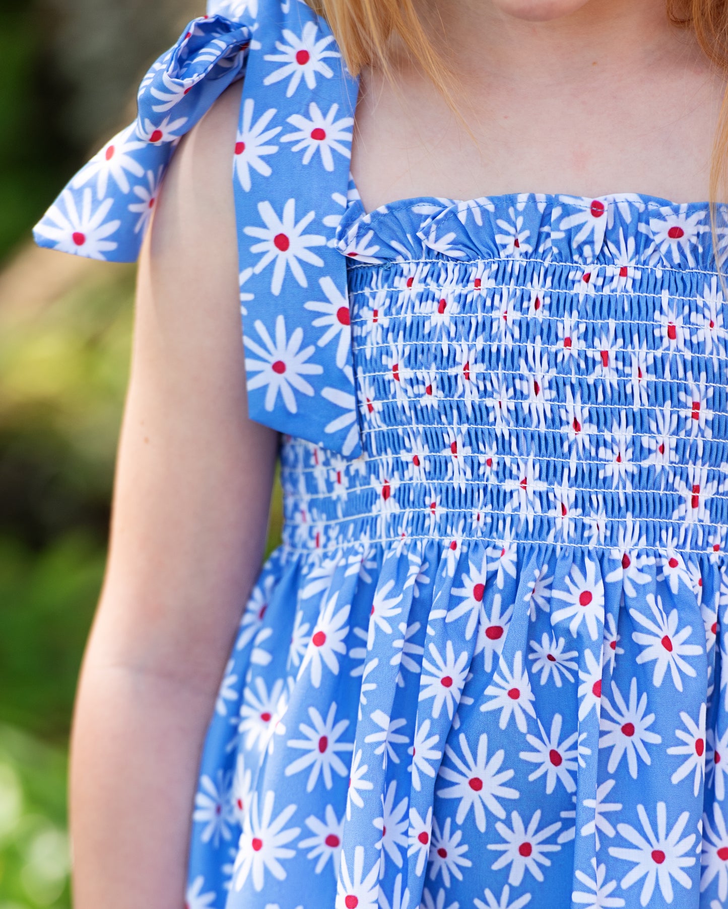 Red, White And Blue Smocked Floral Dress