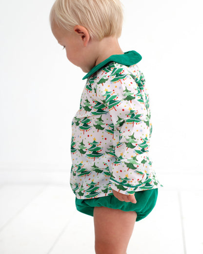 Green Christmas Tree Print Diaper Set