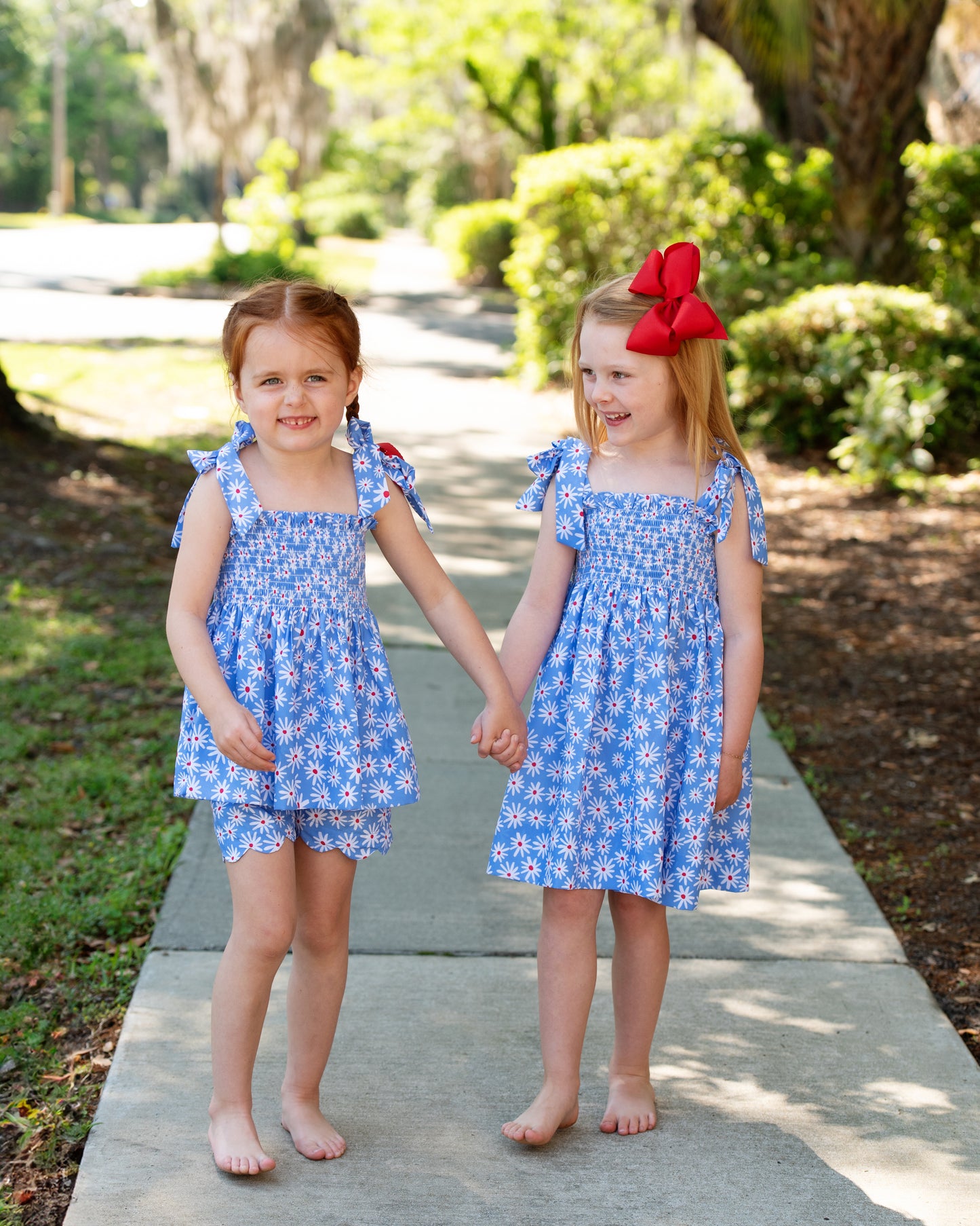 Red, White And Blue Smocked Floral Dress