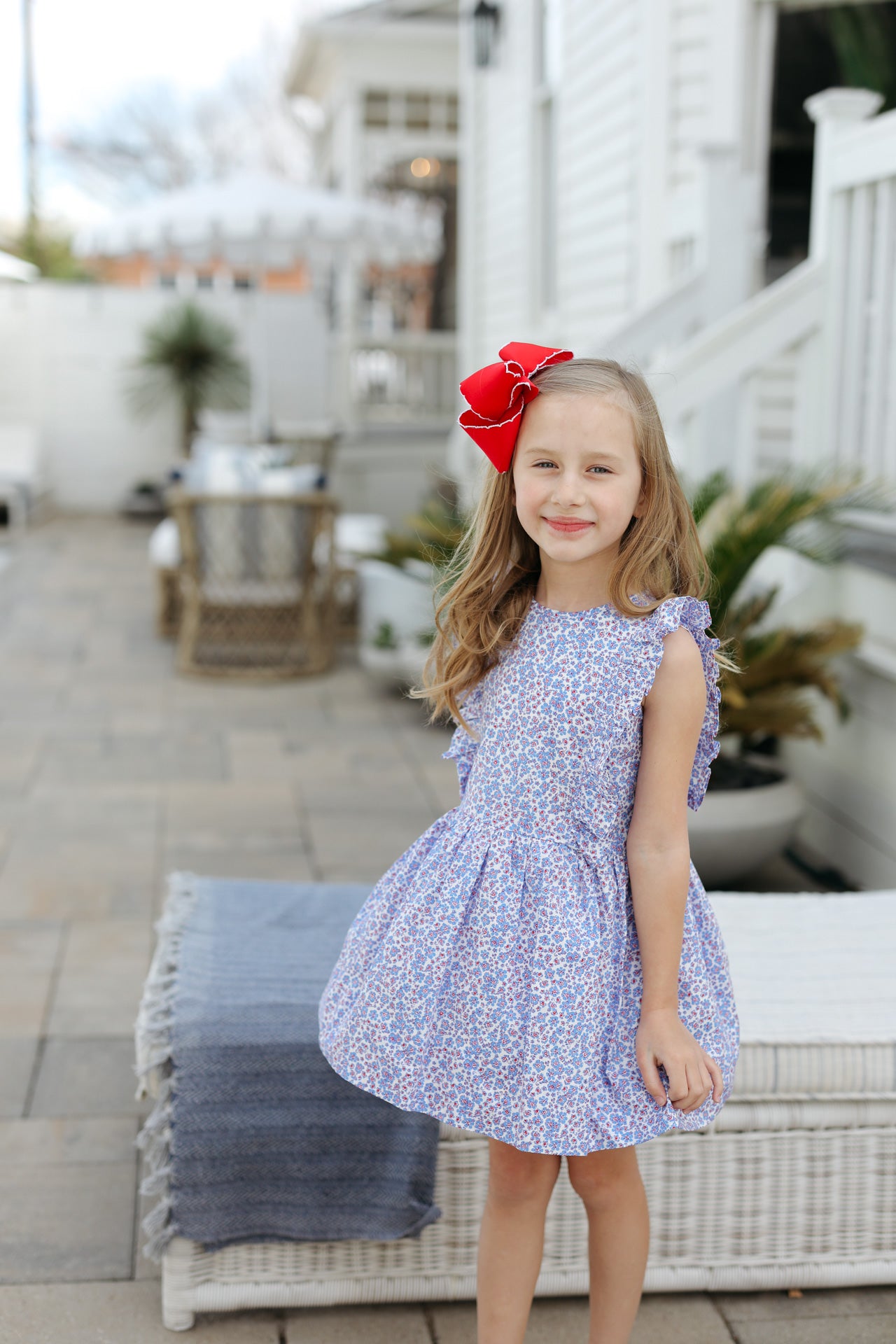 Blue And Red Mini Floral Dress