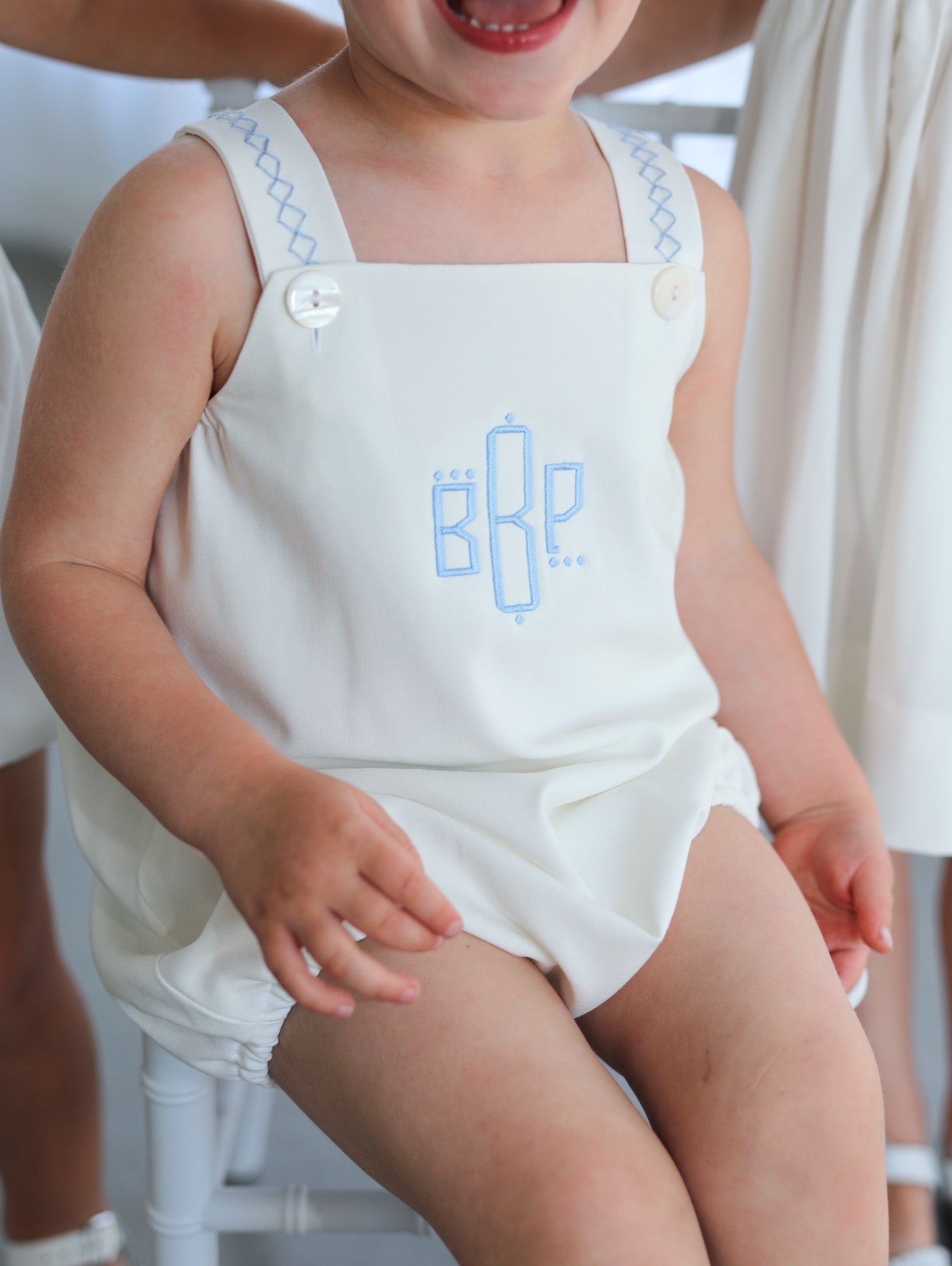 White And Blue Embroidered Bubble