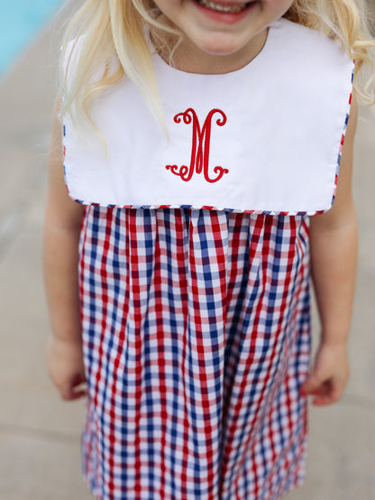 Navy And Red Check Dress