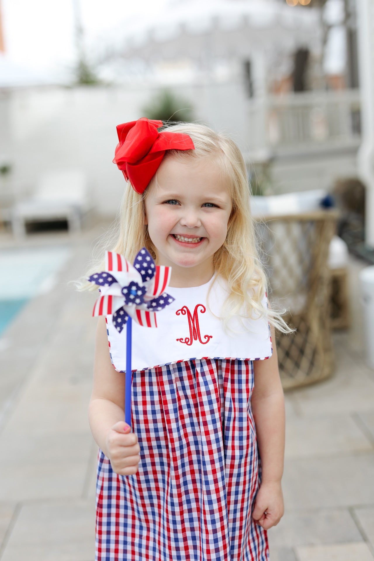 Navy And Red Check Dress