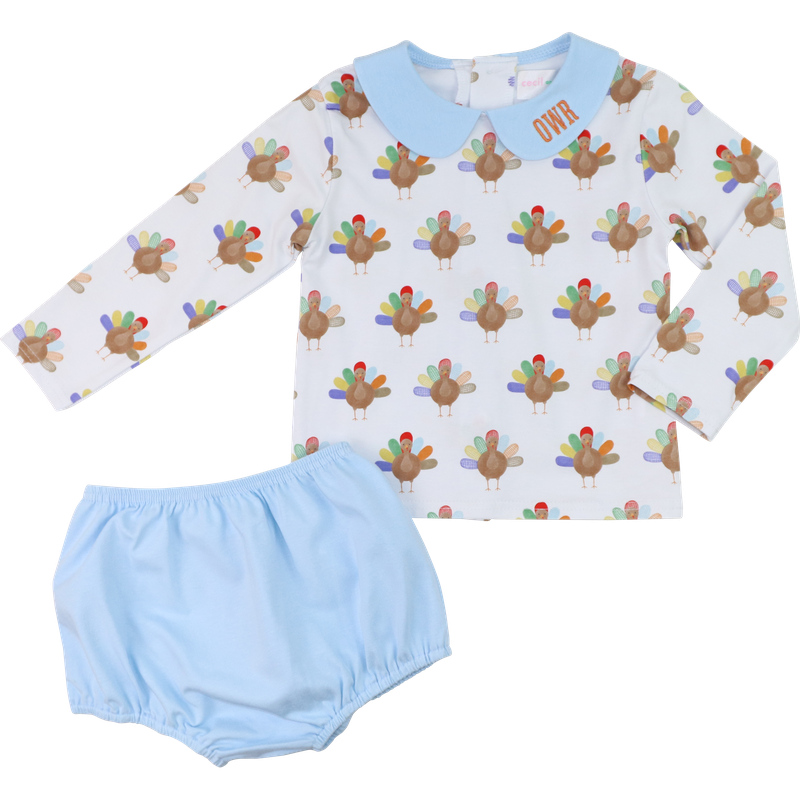 Turkey Print Knit Diaper Set