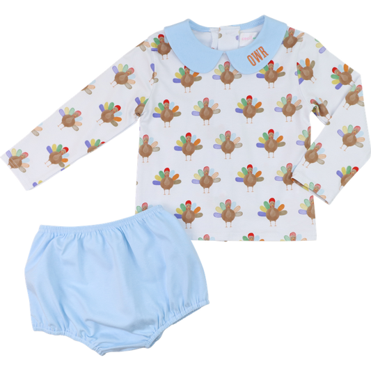 Turkey Print Knit Diaper Set