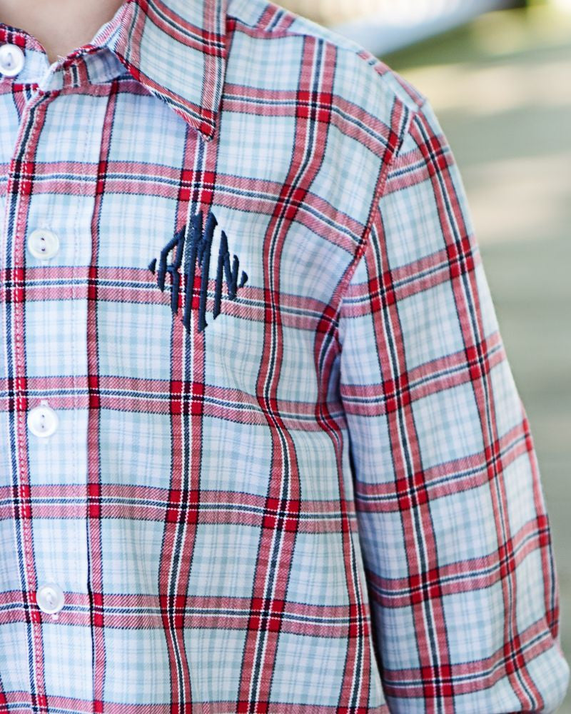 Red And Blue Plaid Button Down Shirt