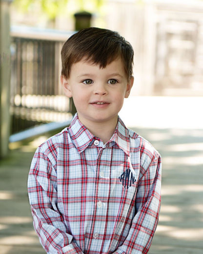 Red And Blue Plaid Button Down Shirt