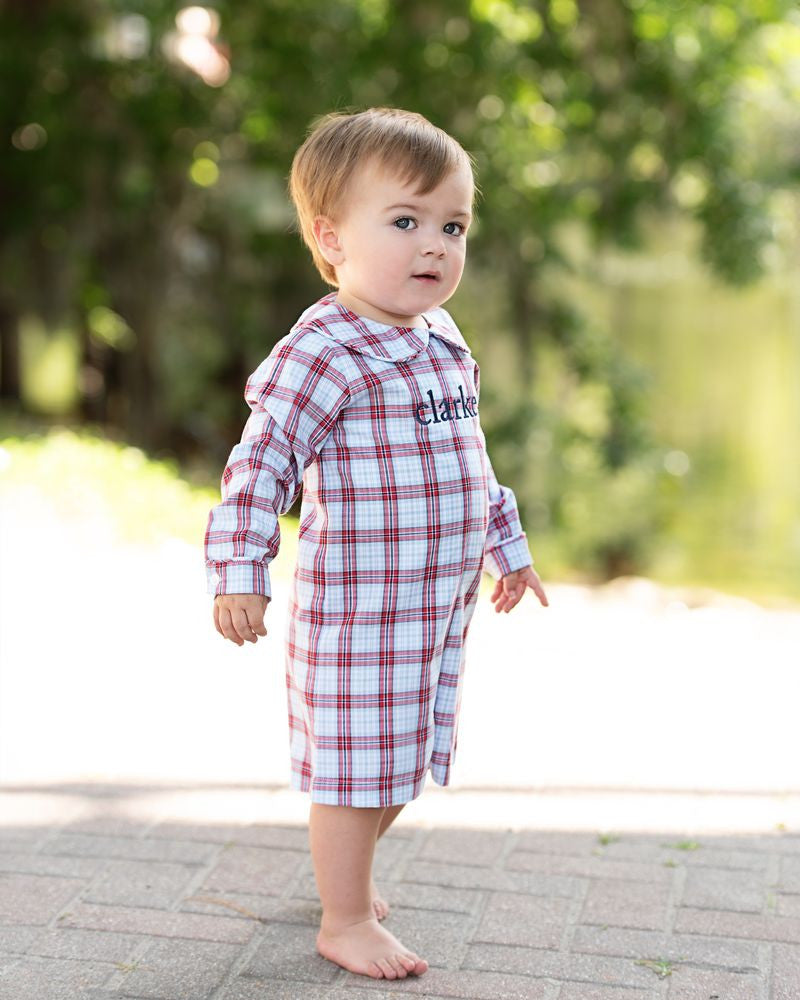 Red And Blue Plaid Short Romper