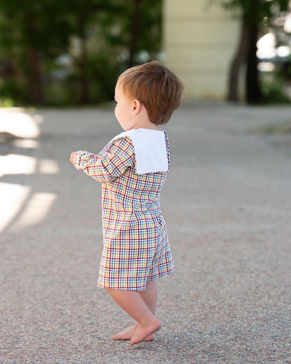 Multicolored Plaid Short Romper