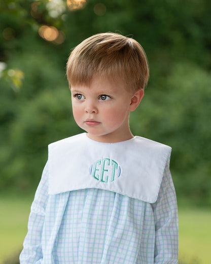 Blue And Green Windowpane Square Collar Bubble