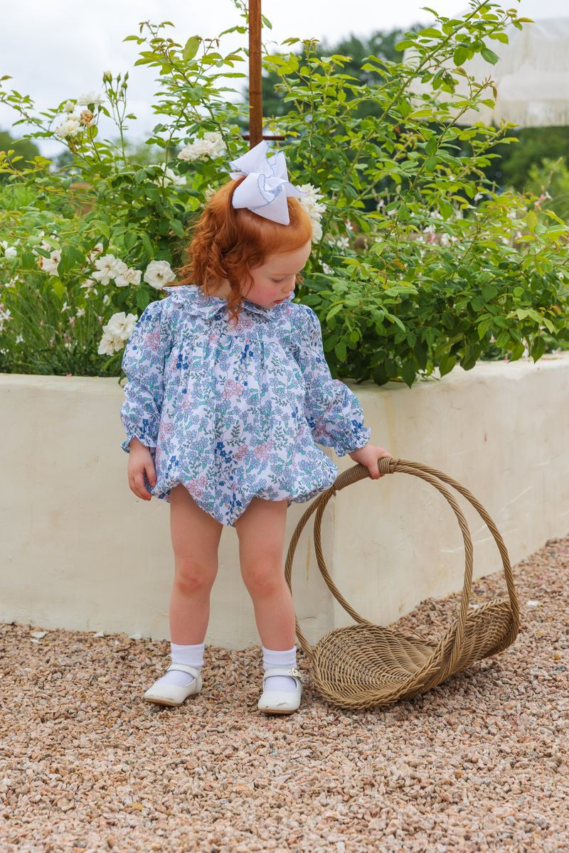 Pink And Blue Floral Scalloped Collar Bubble