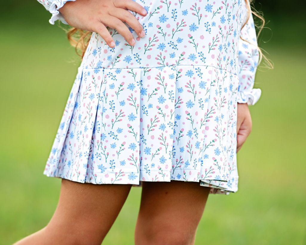 Pink And Blue Blooms Knit Tennis Dress