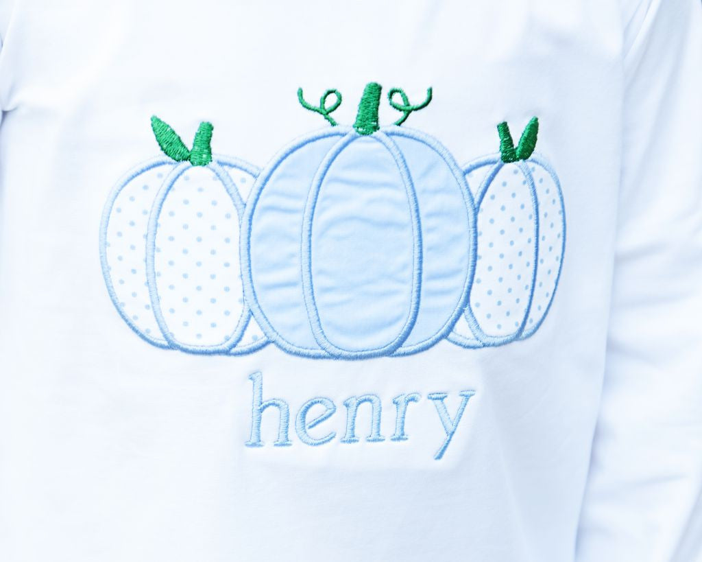 White Knit Applique Pumpkins Shirt