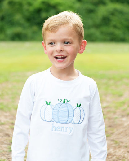 White Knit Applique Pumpkins Shirt