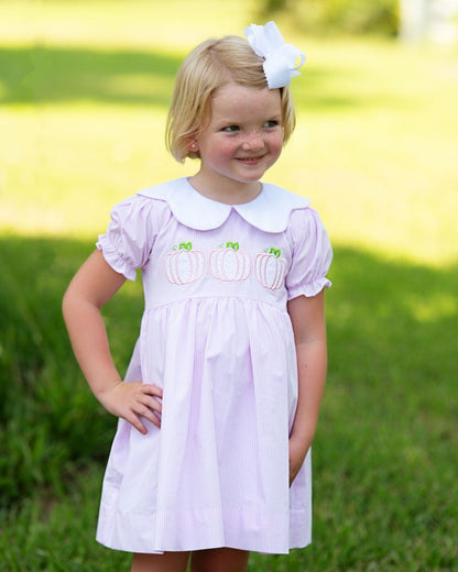 Pink Gingham Applique Pumpkins Dress