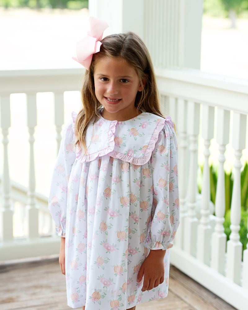 Pink Gingham Floral Pumpkin Dress