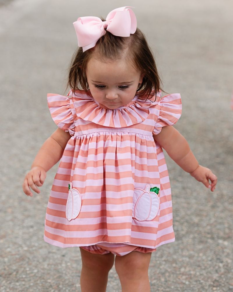 Pink And Orange Stripe Pumpkin Diaper Set