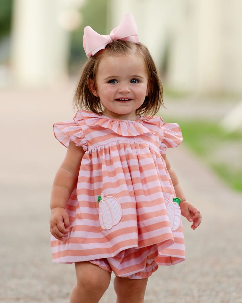 Pink And Orange Stripe Pumpkin Diaper Set