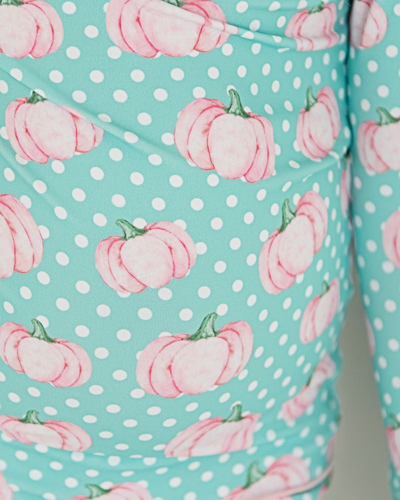 Pink And Green Knit Pumpkin Pajamas