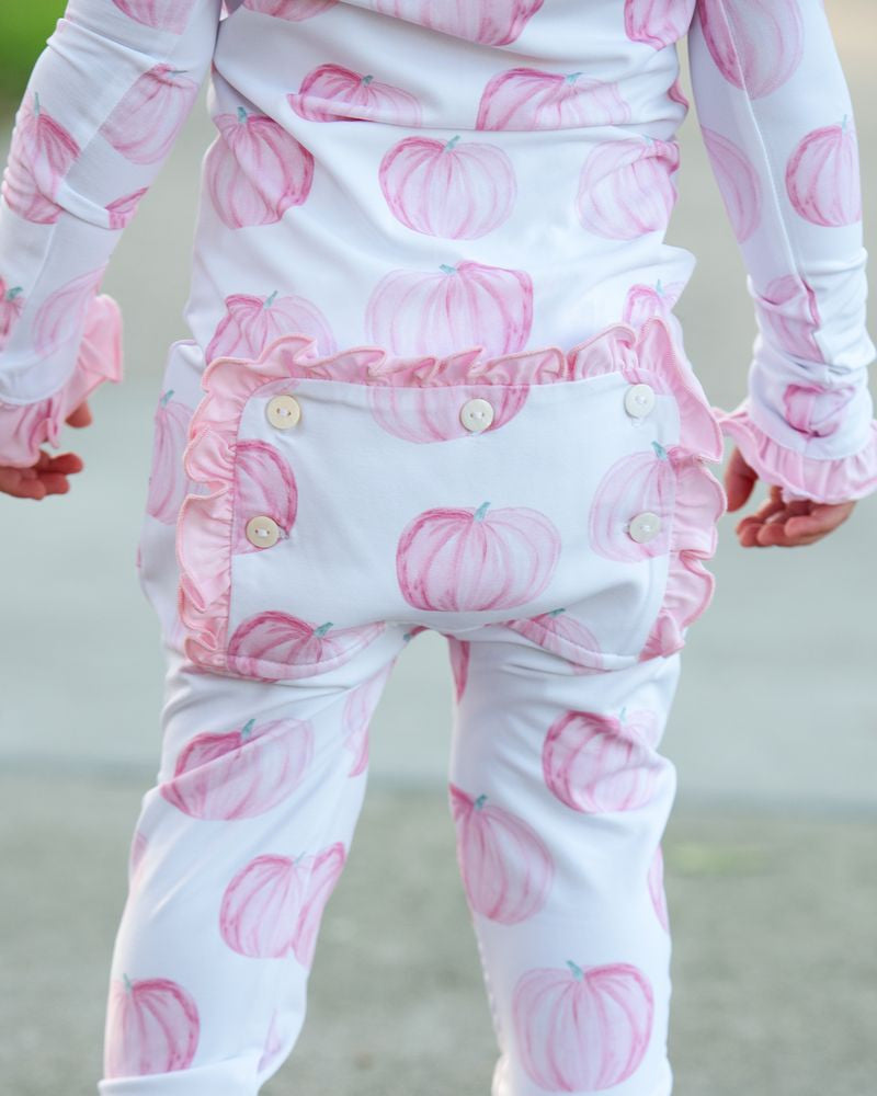 Pink Pumpkin Knit Zipper Pajamas