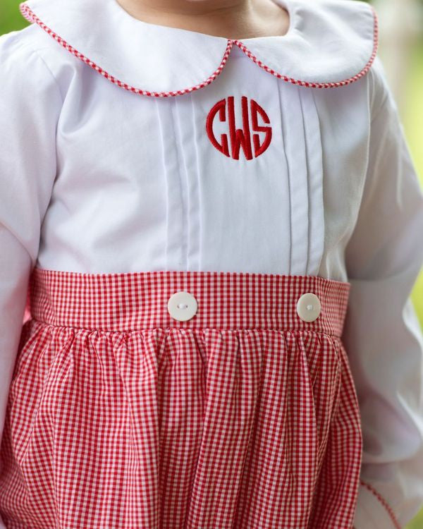 Red And White Gingham Pleated Bubble