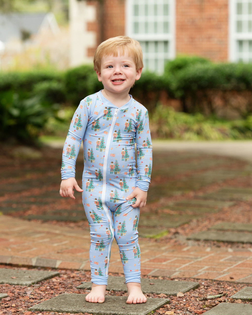 Blue Nutcracker Knit Zipper Pajamas