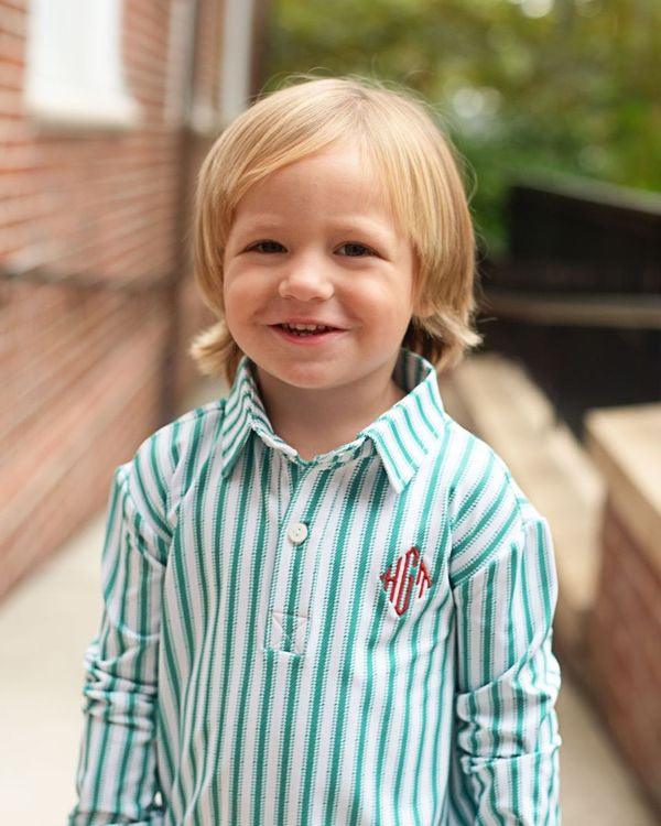 Green And White Knit Polo