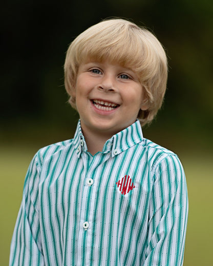 Green And White Button Down Shirt