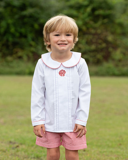 Red And White Gingham Pleated Short Set