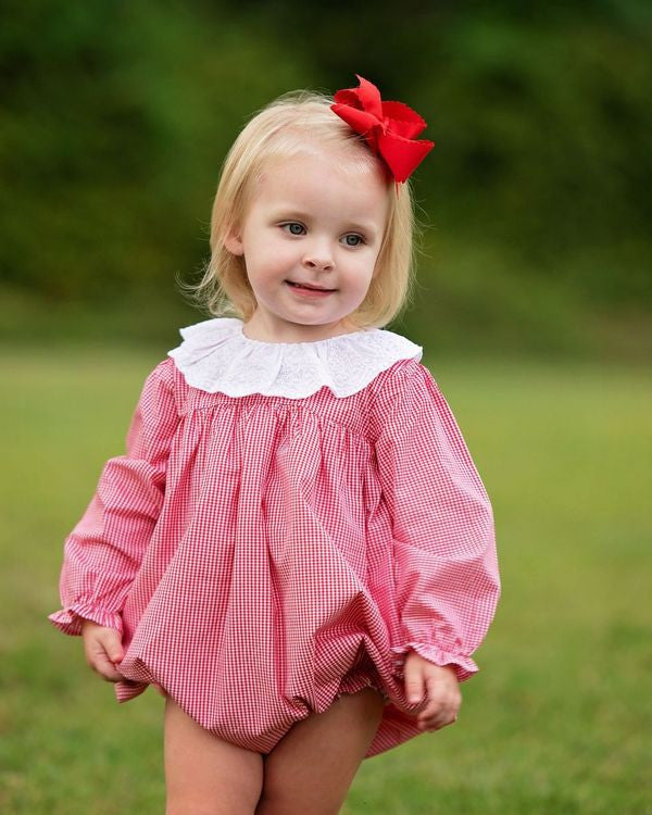 Red Gingham Eyelet Collar Bubble