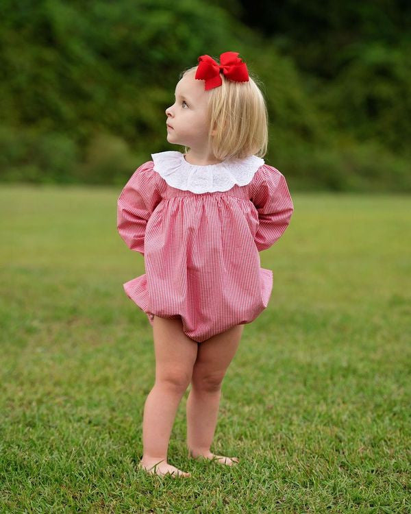 Red Gingham Eyelet Collar Bubble