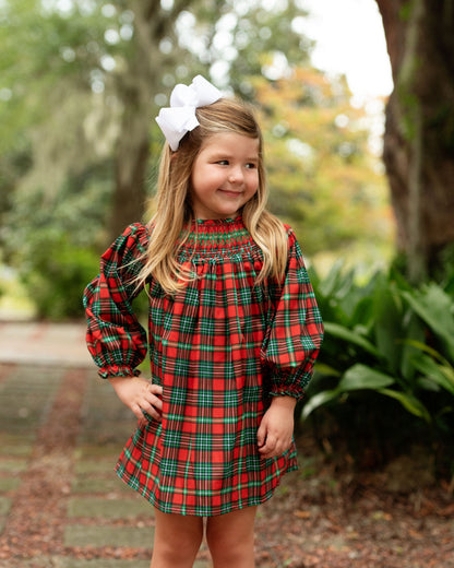 Smocked Holiday Plaid Dress