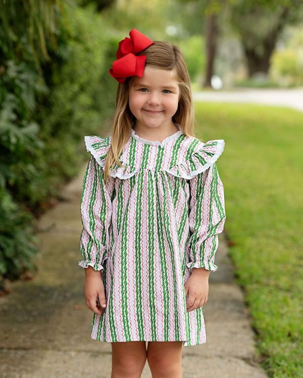 Green And Red Holiday Garland Eyelet Dress