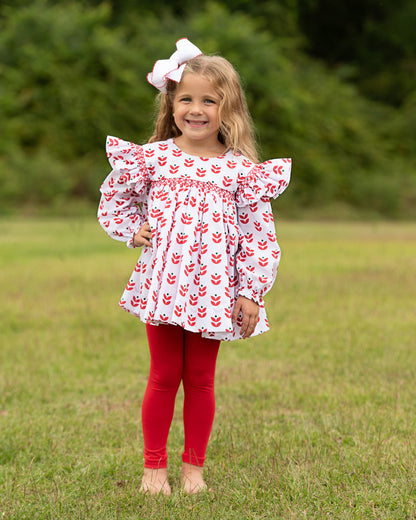 Holiday Block Print Smocked Legging Set