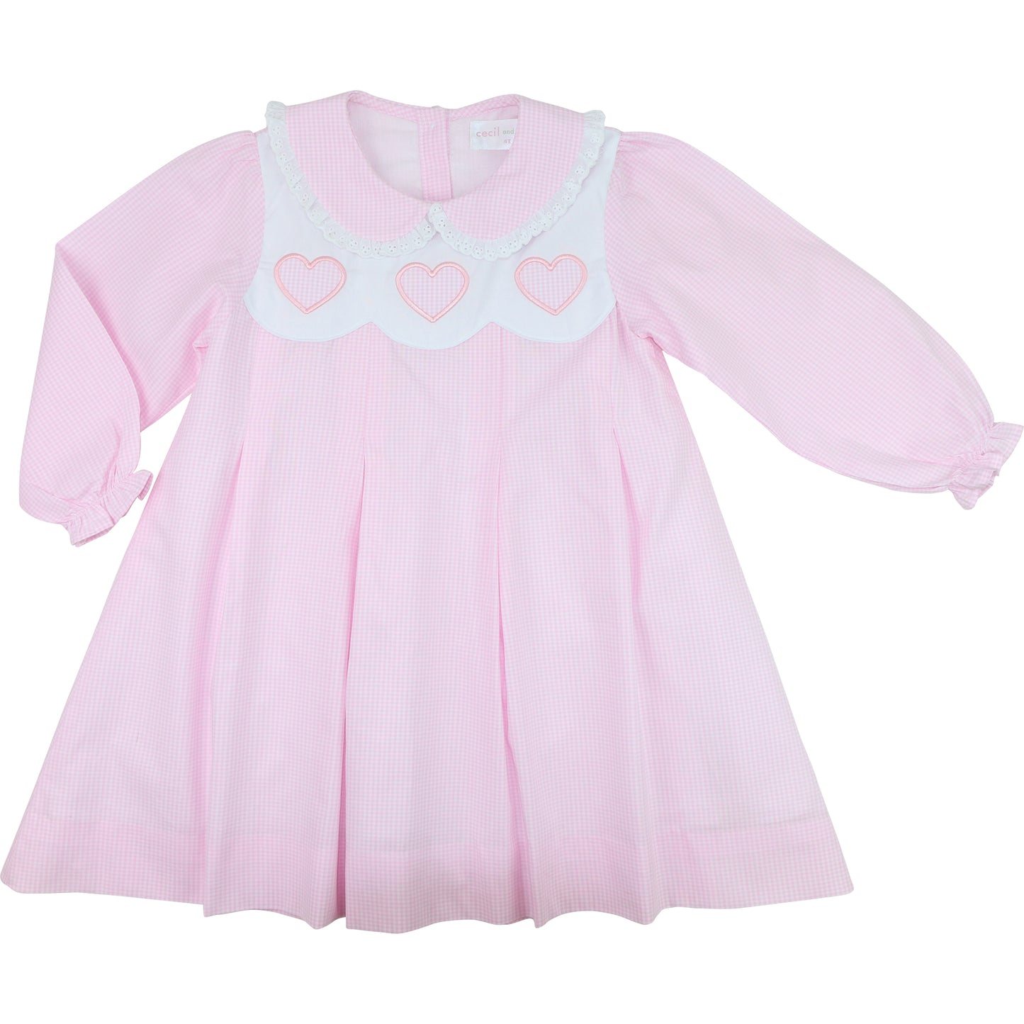 Pink Gingham Applique Hearts Dress