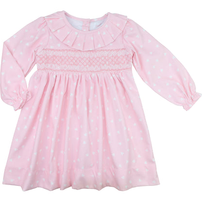 Pink Corduroy Smocked Heart Dress