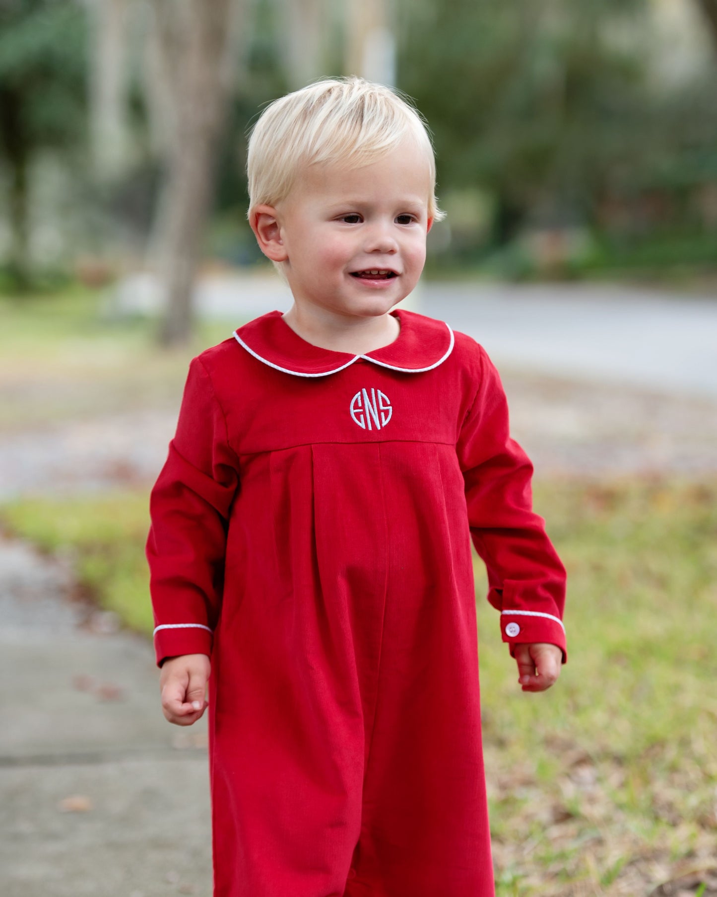 Red Corduroy Long Romper