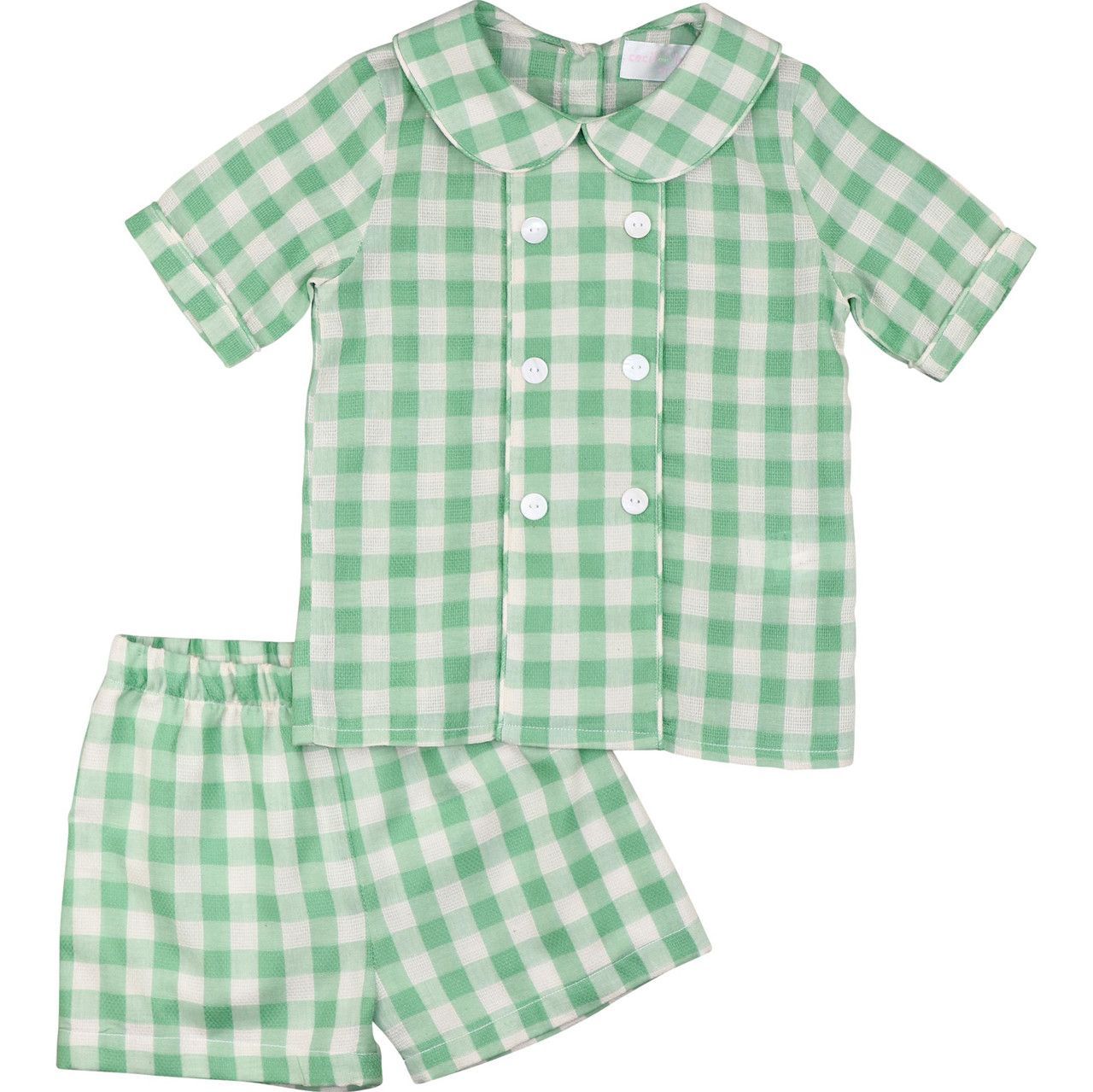 Green Linen Check Short Set