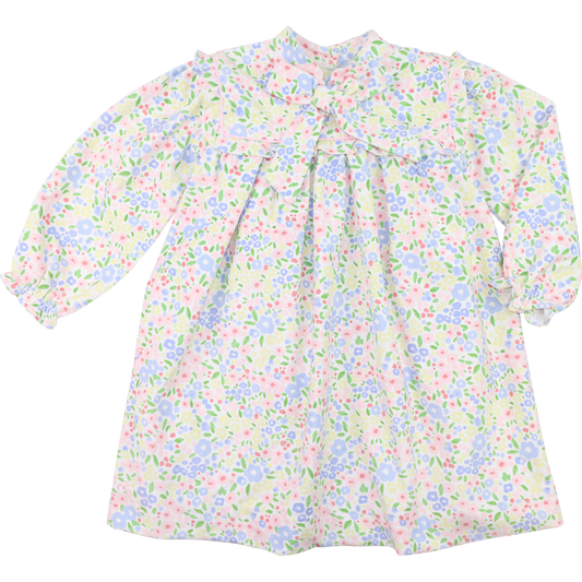 Pastel Floral Corduroy Bow Dress