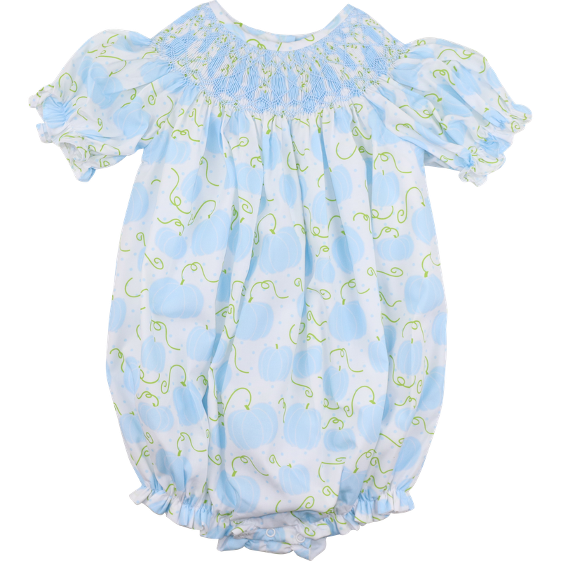 Blue And Green Smocked Pumpkin Bubble