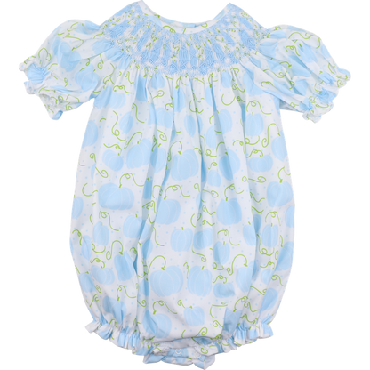 Blue And Green Smocked Pumpkin Bubble