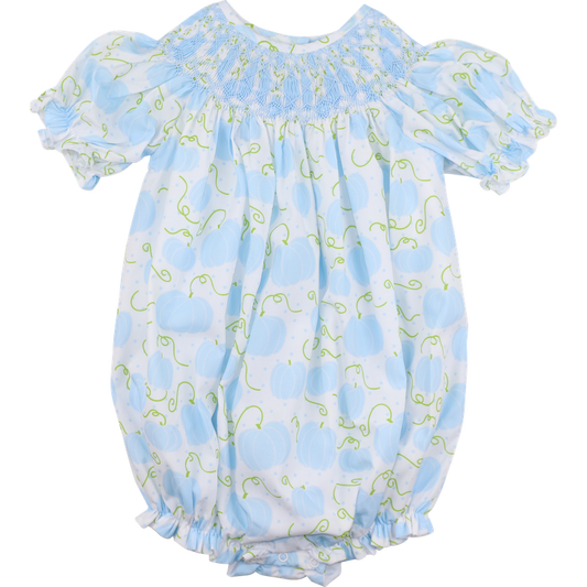 Blue And Green Smocked Pumpkin Bubble