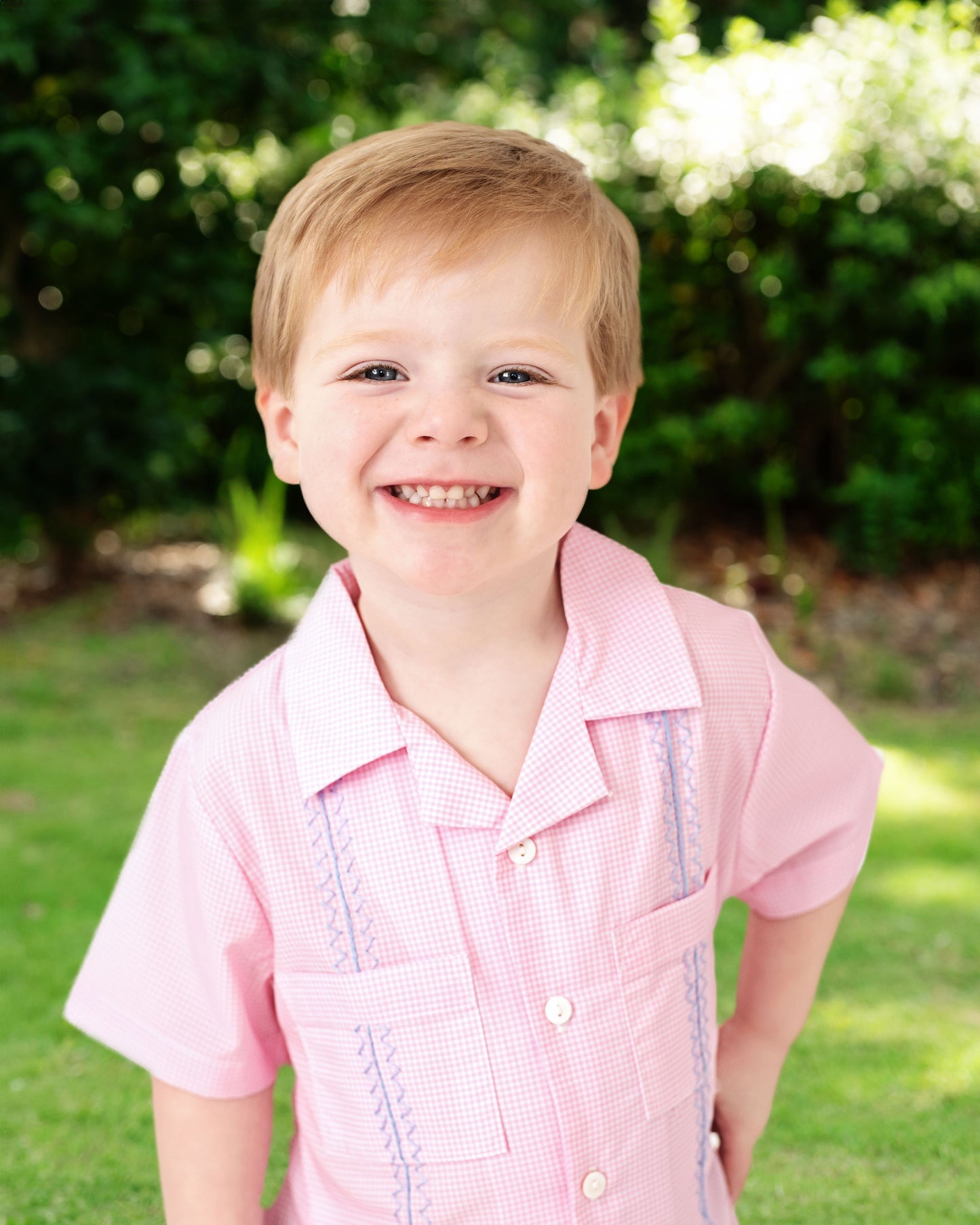 Pink And Blue Guayabera