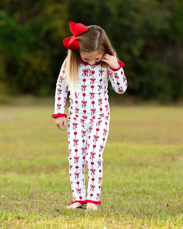 Hearts And Bows Knit Pajamas