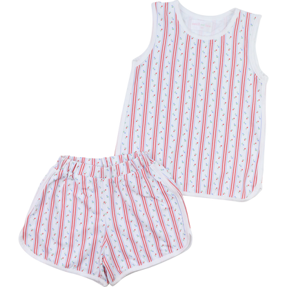 Red Rosebud Stripe Knit Play Set