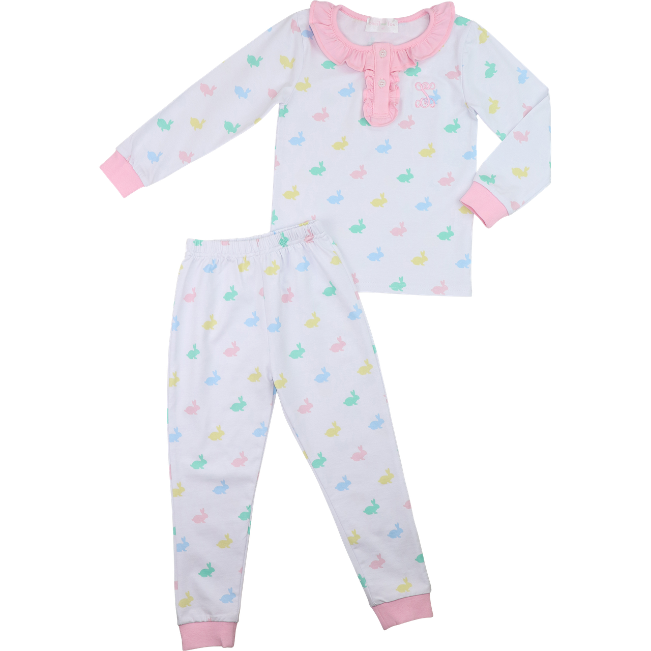 Pink And Yellow Bunny Knit Pajamas