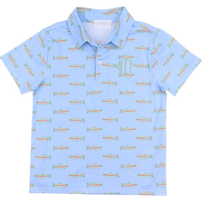 Blue Trout Knit Polo Shirt