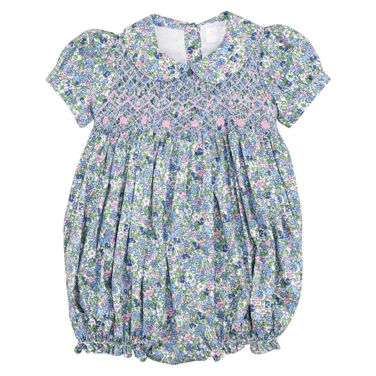 Pink Smocked Liberty Floral Bubble