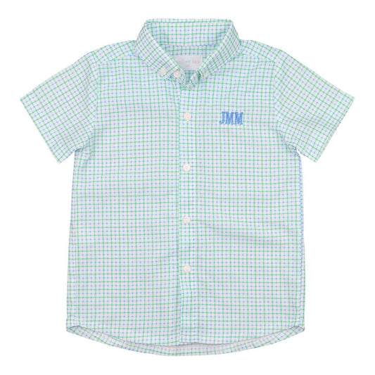 Blue And Green Windowpane Button Down