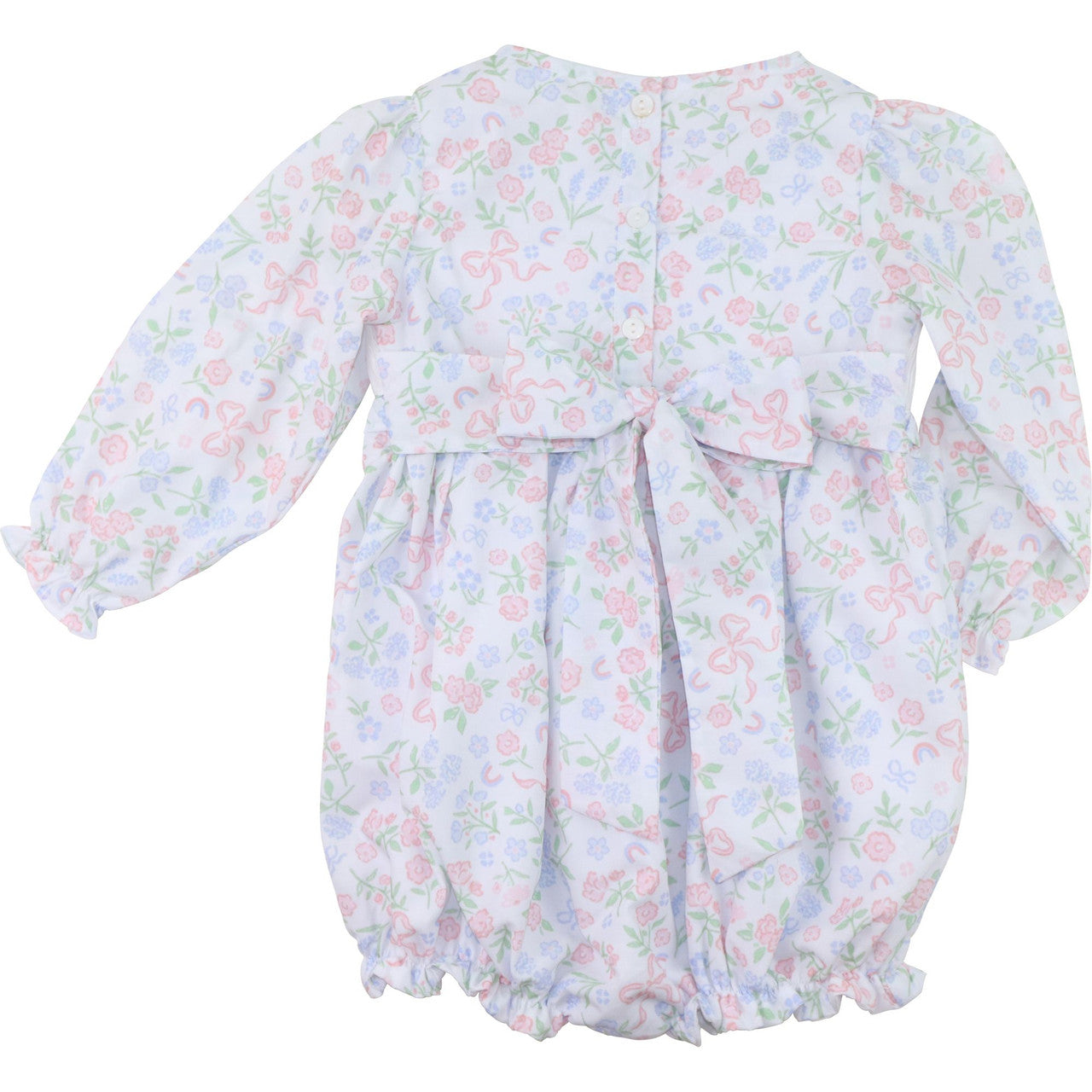 Pink And Blue Floral Smocked Hearts Bubble